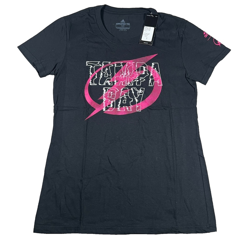 Adidas Women's Small Black Tampa Bay Lighting Short Sleeve Hockey T-Shirt NWT